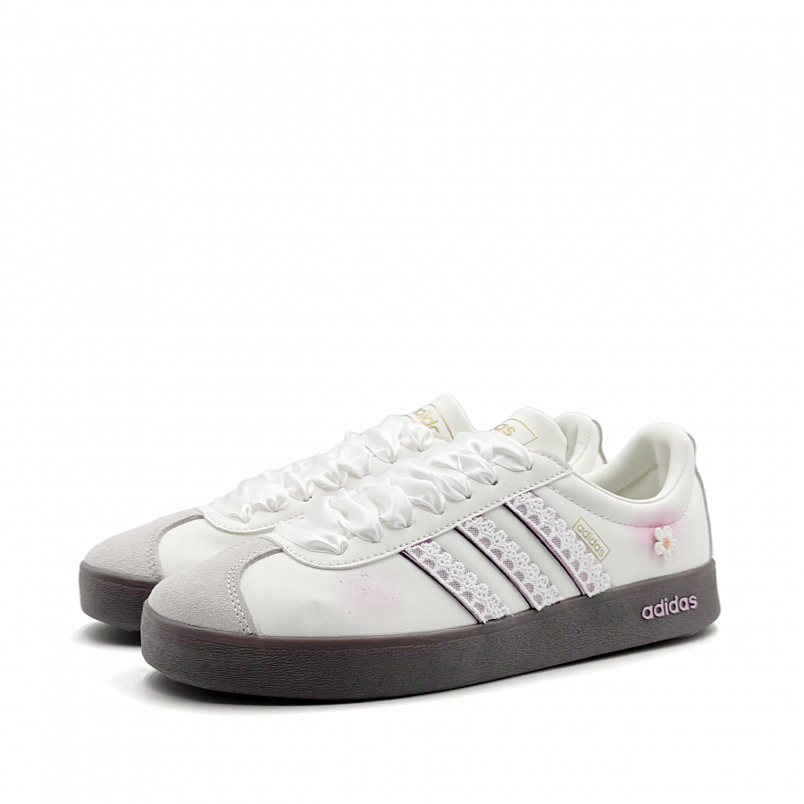 Adidas VL COURT 2.0 Satin Peony Abrasion Resistant Low Top German Army Trainers Women's White Pink купить в интернет-магазине Yoocart с быстрой доставкой по России.