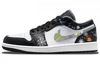 Jordan Air Jordan 1 Anti-Slip Wear-Resistant Low-Top Vintage Basketball Shoes Men's Black White