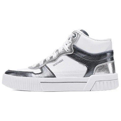 Skechers Court Classics High Top Skateboard Shoes Women's White Black