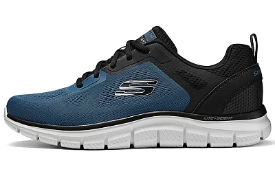 Skechers Cushioning, Breathable, Lightweight, Abrasion Resistant, Rebound Low top Casual Shoes Men's Blue Black
