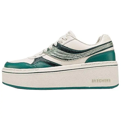 Skechers Court Classics Low Top Skateboard Shoes Women's White Green