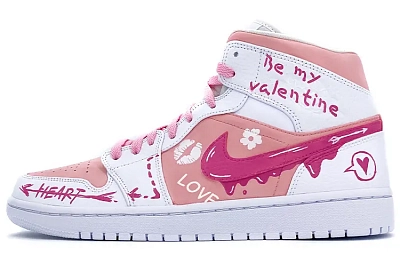 Jordan Air Jordan 1 Mid Cushioning, Wear Resistant High Top Vintage Basketball Shoes Women's Pink