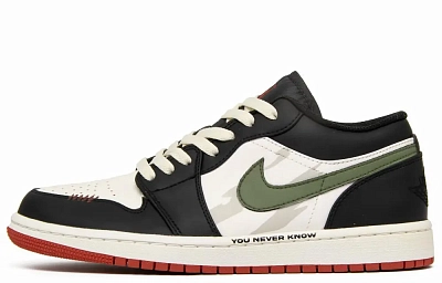 Jordan Air Jordan 1 Vintage Basketball Shoes Men's Low top Black/White/Green