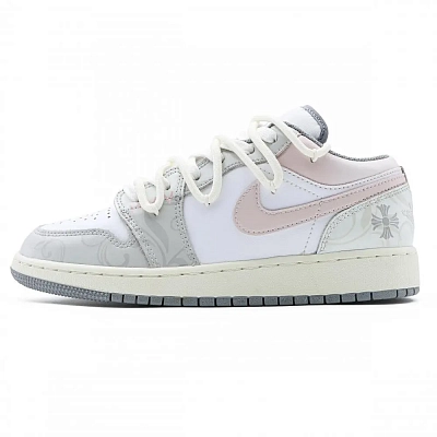 Jordan Air Jordan 1 Cushioning Anti-Slip And Wear-Resistant Low-Top Vintage Basketball Shoes GS Gray Pink