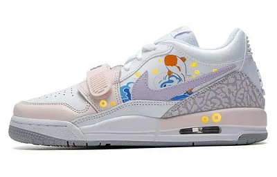 Jordan Legacy 312 Slip Resistant Abrasion Resistant Low top Vintage Basketball Shoes GS Pink Purple