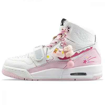 Jordan Legacy 312 Anti Slip Wear Resistant High Top Vintage Basketball Shoes GS Pink White