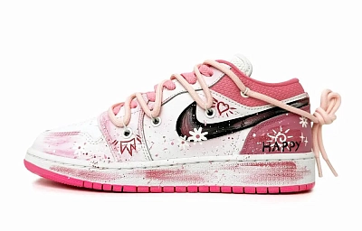 Jordan Air Jordan 1 Low Vintage Basketball Shoes GS Pink White