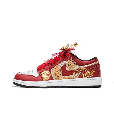 Jordan Air Jordan 1 Slip-Resistant Low-Top Vintage Basketball Shoes Men's Red White