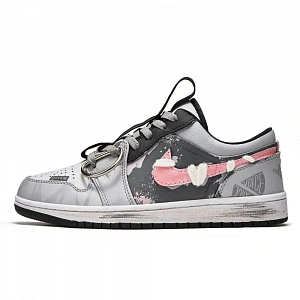 Jordan Air Jordan 1 Vintage Basketball Shoes Men's Low top Gray/Pink