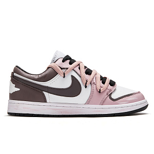 Jordan Air Jordan 1 Da Vinci Custom, Rose Edition Slip Resistant Low Top Vintage Basketball Shoes Women's Pink Black 1 4167469