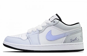 Jordan Air Jordan 1 Blue Tea Cedar Anti-Slip Wear-Resistant Low-Top Vintage Basketball Shoes Men's Blue White