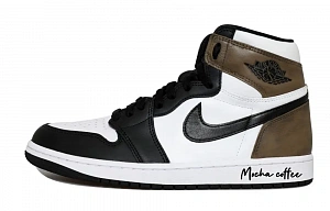 Jordan Air Jordan 1 Mocha Coffee Abrasion Resistant High Top Vintage Basketball Shoes Men's Black White Brown