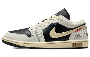 Jordan Air Jordan 1 Vintage Basketball Shoes Women's Low top Ecru/Black