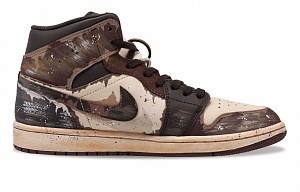 Jordan Air Jordan 1 Mid-Top Vintage Basketball Shoes Men's Earth Brown 1 4167691