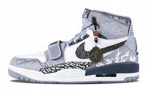 Jordan Legacy 312 High Top Vintage Basketball Shoes Men's White Gray