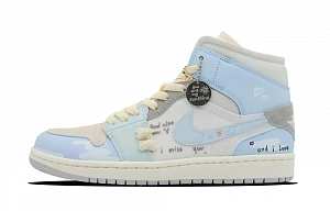 Jordan Air Jordan 1 Mid High Top Vintage Basketball Shoes Men's Gray Blue