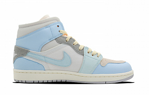 Jordan Air Jordan 1 Mid High Top Vintage Basketball Shoes Men's Gray Blue 1 4167740