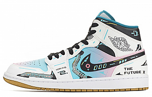 Jordan Air Jordan 1 Mid-Top Vintage Basketball Shoes Men's Blue Pink 1 4167932