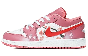 Jordan Air Jordan 1 Low Wear-Resistant Slip-Resistant Low-Top Vintage Basketball Shoes GS Pink White