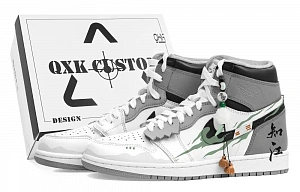 Jordan Air Jordan 1 Cushioning Anti-Slip And Wear-Resistant High-Top Vintage Basketball Shoes Unisex White Gray