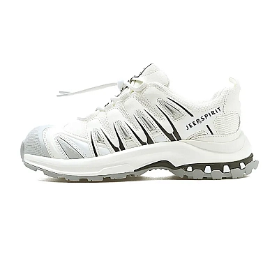 JEEP SPIRIT Outdoor Trail Running Mountaineering Low Top Hiking Shoes Unisex Beige Gray