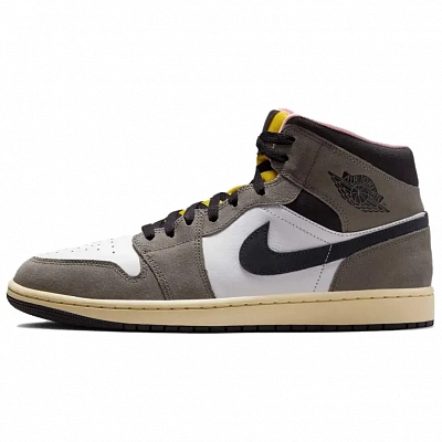 Jordan Air Jordan 1 Anti Slip Wear Resistant Mid Top Vintage Basketball Shoes Unisex Gray