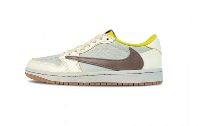 Travis Scott X Jordan Air Jordan 1 Vintage Basketball Shoes Unisex Low top Brown