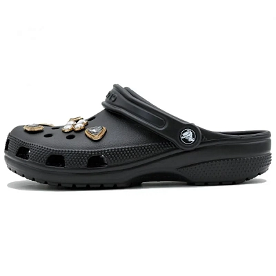 Crocs Classic Clog Shine Black Gold Clogs Unisex Black