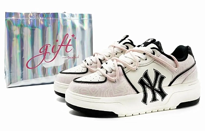 MLB Chunky Liner Abrasion Resistant Low top Skateboard Shoes Unisex Pink White