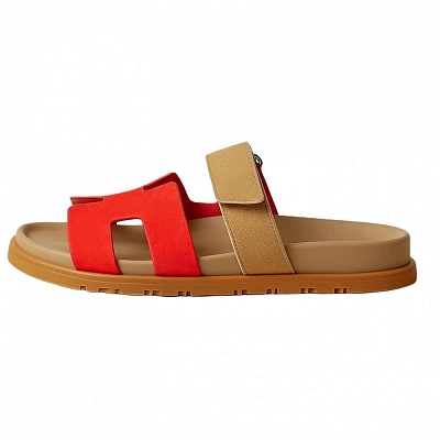 HERMES Chypre Slide Slippers Women's Red