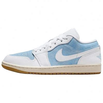 Jordan Air Jordan 1 Slip Resistant Abrasion Resistant Low top Vintage Basketball Shoes Women's Blue White