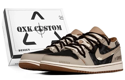 Jordan Air Jordan 1 Farewell Twilight Durable Breathable Low-Top Vintage Basketball Shoes Men's Brown Black