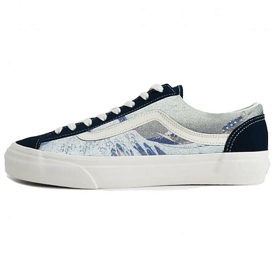 Vans Style 36 Floating World Painting Cushioning, Wear Resistant Low top Skateboard Shoes Unisex Blue White