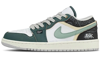Jordan Air Jordan 1 Low Top Vintage Basketball Shoes Unisex Olive Green