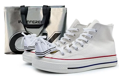 Converse Chuck 70 Chuck Taylor One More Time Abrasion Resistant Height Increasing High top Canvas Shoes Unisex White