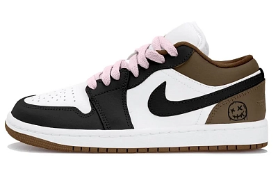 Jordan Air Jordan 1 Low Top Vintage Basketball Shoes Women's Beige Black Brown