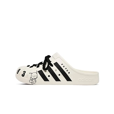 Adidas Adilette Series EVA Graffiti Slip Resistant Closed Toe Slippers Unisex Beige White Black