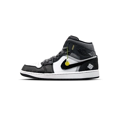 Jordan Air Jordan 1 Low Year Of The Snake Black Armor Mid-Top Vintage Basketball Shoes Men's Black White