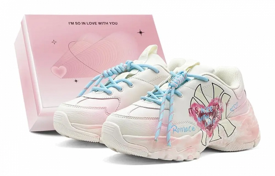 MLB Big Ball Chunky Romantic Treat, Neon Heart Floss Low top Chunky Sneakers Unisex Pink Blue купить в интернет-магазине Yoocart с быстрой доставкой по России.