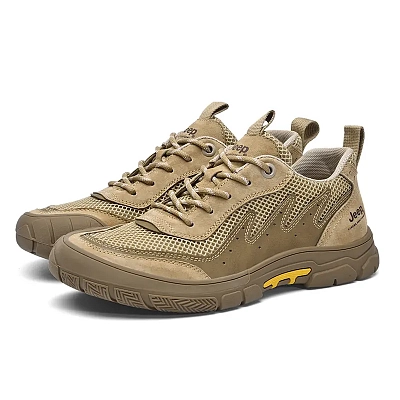 Jeep Slip Resistant And Breathable Mid Top Running Shoes Men's Khaki