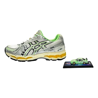 Asics GEL Kayano 12.1 Abrasion Resistant Low top Running Shoes Unisex Silver Green