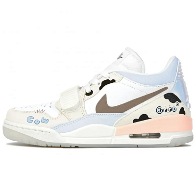 Jordan Legacy 312 Mid Top Vintage Basketball Shoes Unisex Beige Blue