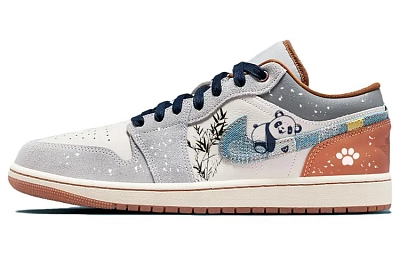 Jordan Air Jordan 1 Anti-Slip Wear-Resistant Low-Top Vintage Basketball Shoes Men's White Blue