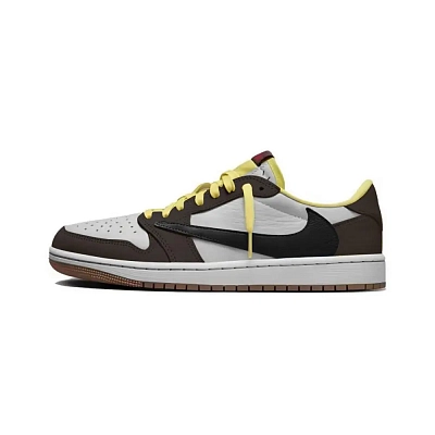 Travis Scott X Jordan Air Jordan 1 Vintage Basketball Shoes Unisex Low top Brown/Black/White
