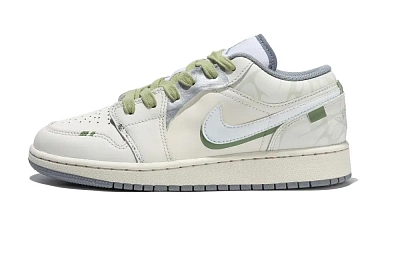 Jordan Air Jordan 1 Vintage Basketball Shoes Women's Low top Beige/Gray/Green