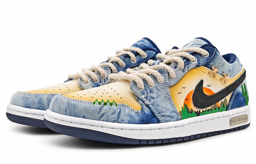 Jordan Air Jordan 1 Mid-Top Vintage Basketball Shoes Men's Blue купить в интернет-магазине Yoocart с быстрой доставкой по России.