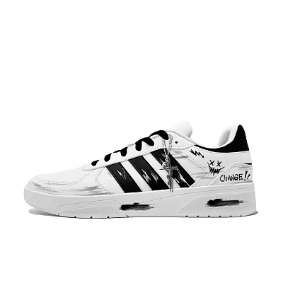 Adidas Neo Courtbeat Trendy Embossed Abrasion Resistant Slip Resistant Low top Skateboard Shoes Unisex Black White