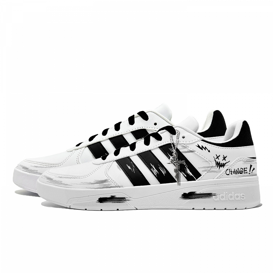 Adidas Neo Courtbeat Trendy Embossed Abrasion Resistant Slip Resistant Low top Skateboard Shoes Unisex Black White купить в интернет-магазине Yoocart с быстрой доставкой по России.
