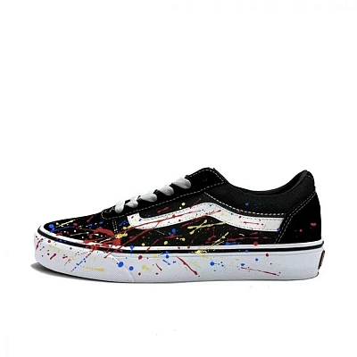 Vans Ward Abrasion Resistant Low top Skateboard Shoes Women's Black White Blue Yellow Red