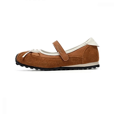 EBLAN Flat Mary Jane Shoes Women's Camel